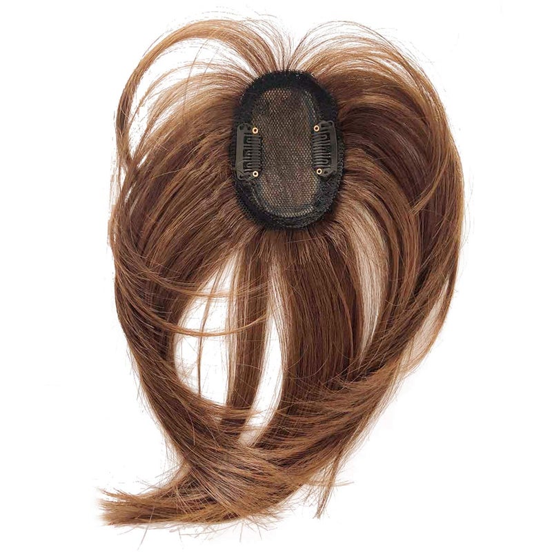 LesafeV Mini Fringe Hairpiece Straight Clip in Forehead Topper with Wispy Bangs Extension Dark Brown - Image 3